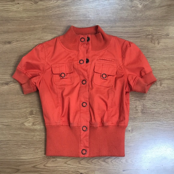 Short Sleeve Orange Button Jacket Size Medium - Picture 1 of 8